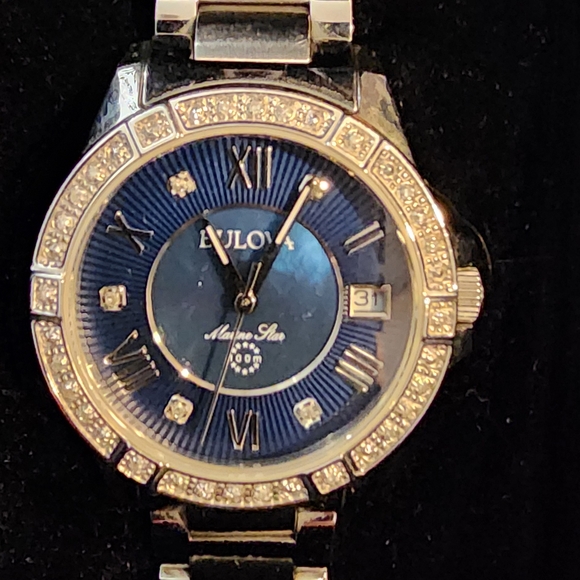 Bulova Silver and Blue Women's Watch - Picture 3 of 4